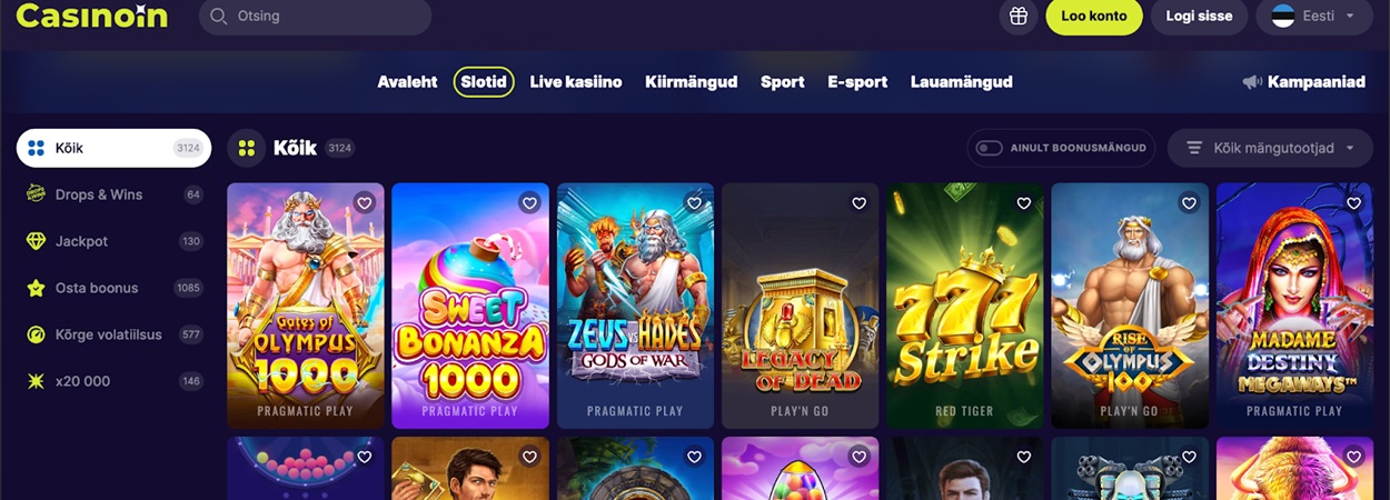 Casinoin kasiino mänguvalik